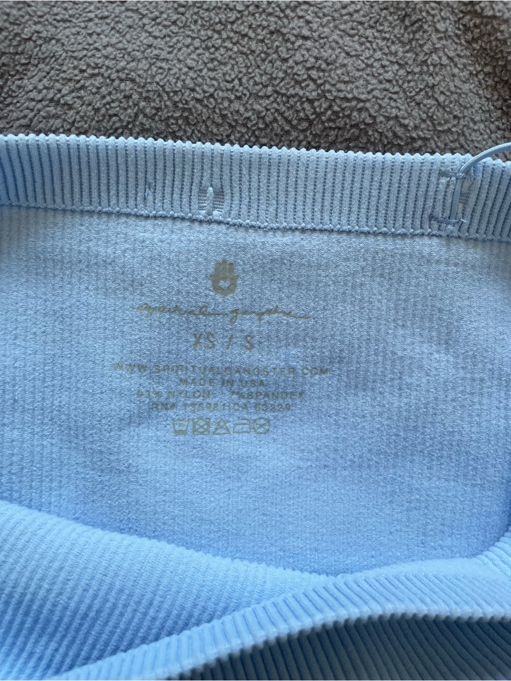 NWOT Spiritual Gangster Ribbed Seamless Bandeau Bralette Light Blue XS/S - Picture 5 of 5